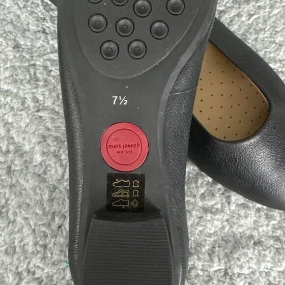 Marc Joseph New York Ferris Black Leather Flats Size 7.5 NWOB