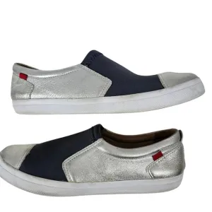 Marc Joseph NY &quot;JAY ST&quot;  Silver Metallic Leather &amp; Gray Stretch Sneaker …