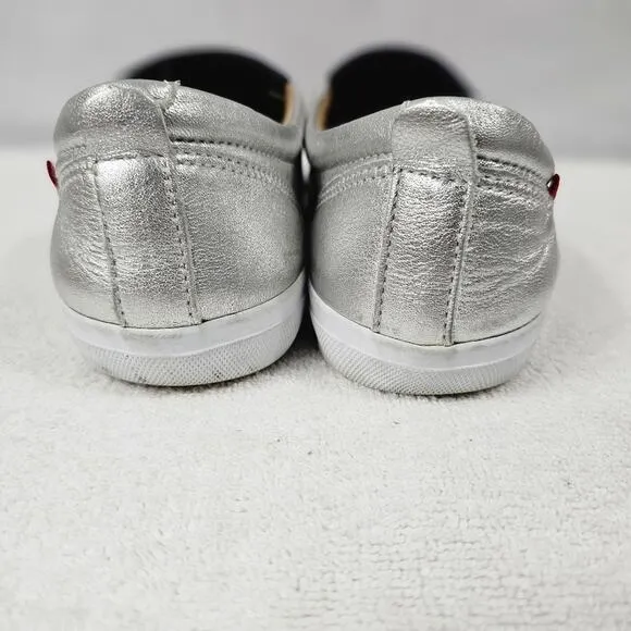 Marc Joseph NY &quot;JAY ST&quot;  Silver Metallic Leather &amp; Gray Stretch Sneaker …