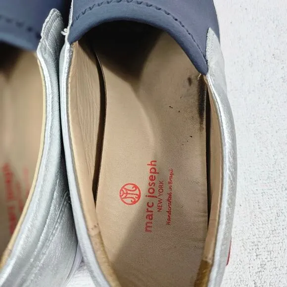 Marc Joseph NY &quot;JAY ST&quot;  Silver Metallic Leather &amp; Gray Stretch Sneaker …