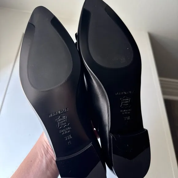 Margaux New York the Pointe Black leather pointed toe ballet flats