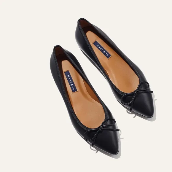 Margaux New York the Pointe Black leather pointed toe ballet flats