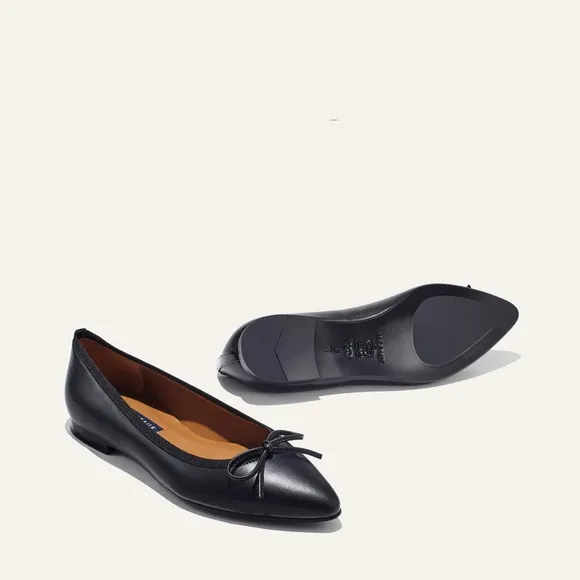 Margaux New York the Pointe Black leather pointed toe ballet flats