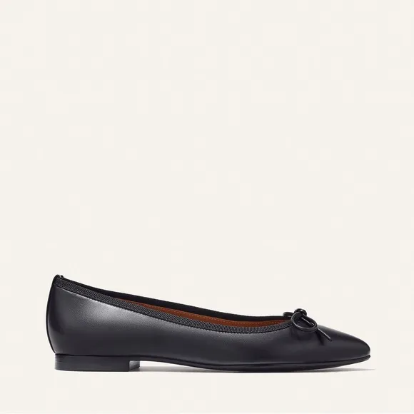 Margaux New York the Pointe Black leather pointed toe ballet flats