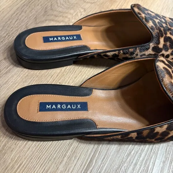 Margaux The Mule in Leopard Haircalf flats size 40.5 W US 9 pointed toe slide