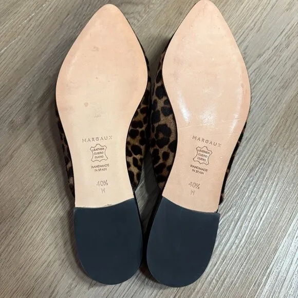 Margaux The Mule in Leopard Haircalf flats size 40.5 W US 9 pointed toe slide