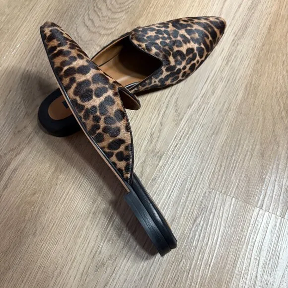 Margaux The Mule in Leopard Haircalf flats size 40.5 W US 9 pointed toe slide
