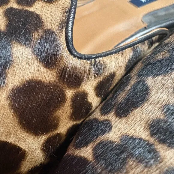 Margaux The Mule in Leopard Haircalf flats size 40.5 W US 9 pointed toe slide
