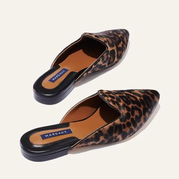 Margaux The Mule in Leopard Haircalf flats size 40.5 W US 9 pointed toe slide