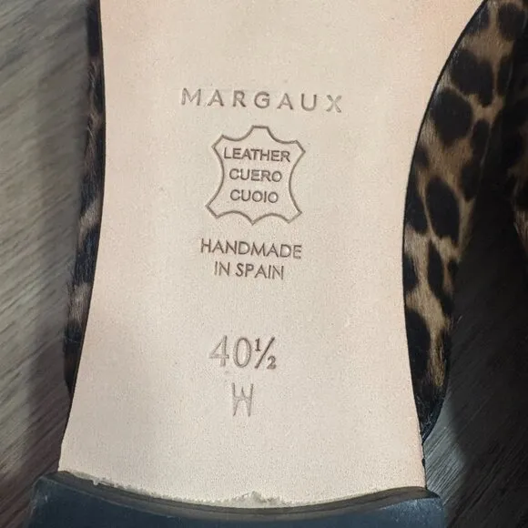 Margaux The Mule in Leopard Haircalf flats size 40.5 W US 9 pointed toe slide