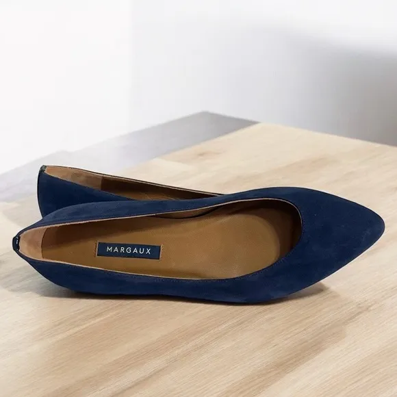 Margaux The Pointe Suede Navy Pointed Toe Flats