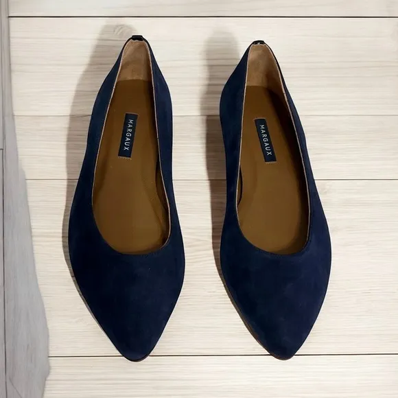 Margaux The Pointe Suede Navy Pointed Toe Flats