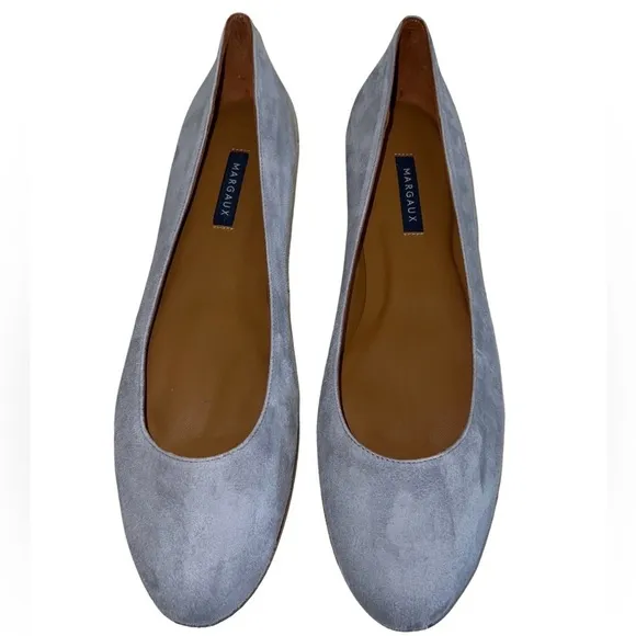 MARGAUX • Women’s Suede &amp; Leather Blue Gray Flats