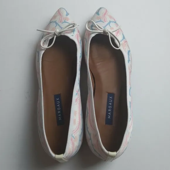 Margaux x Happy Menocal Ivory Pattern Pointed Toe  Flats size 37.5