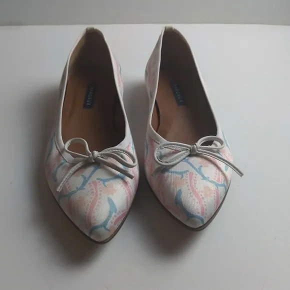 Margaux x Happy Menocal Ivory Pattern Pointed Toe  Flats size 37.5