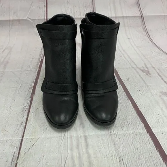 Maria Cornejo Women’s 7 Black Hidden Wedge Ankle Booties Boots Leather