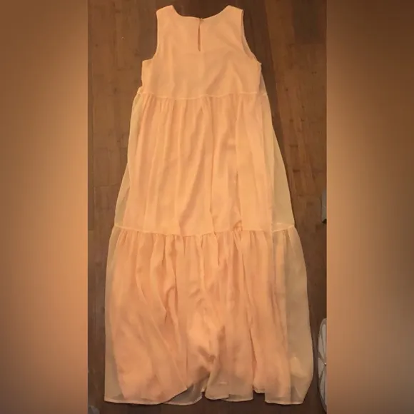 Marie Oliver Maxi Dress Peach Sheer Beach Spring Vacation M Tiered