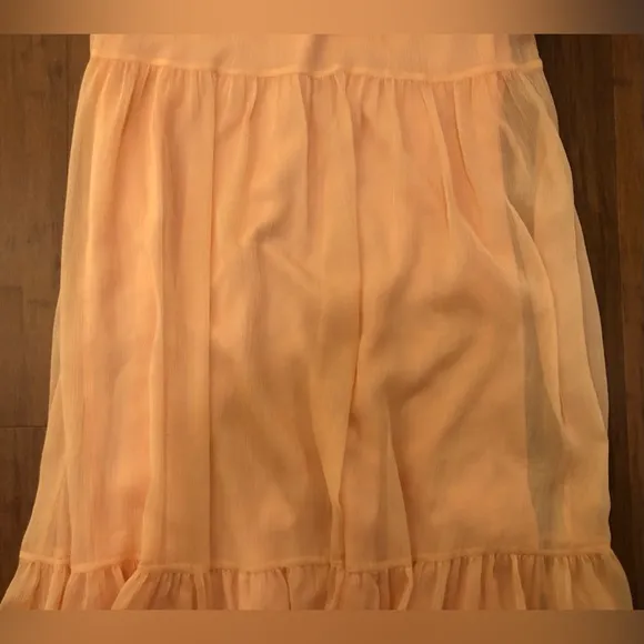 Marie Oliver Maxi Dress Peach Sheer Beach Spring Vacation M Tiered