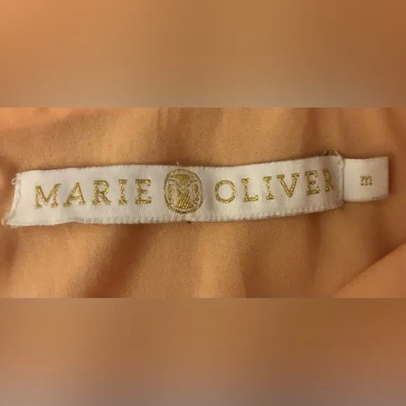Marie Oliver Maxi Dress Peach Sheer Beach Spring Vacation M Tiered
