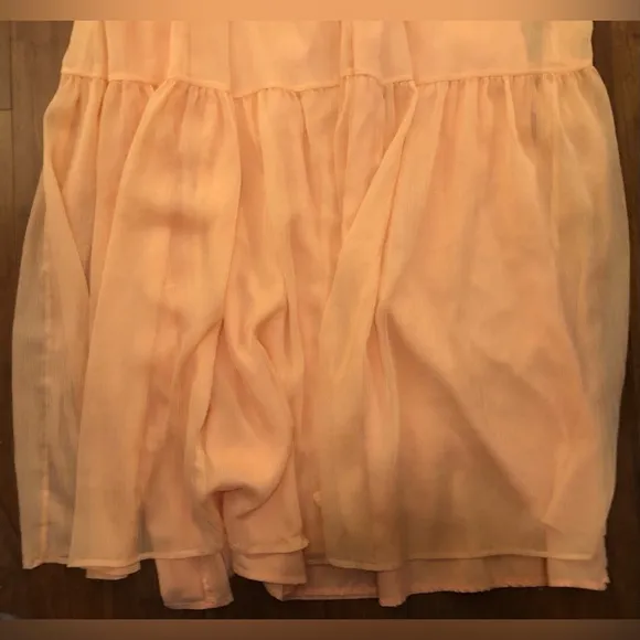 Marie Oliver Maxi Dress Peach Sheer Beach Spring Vacation M Tiered