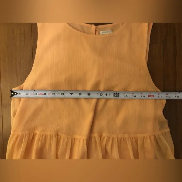 Marie Oliver Maxi Dress Peach Sheer Beach Spring Vacation M Tiered