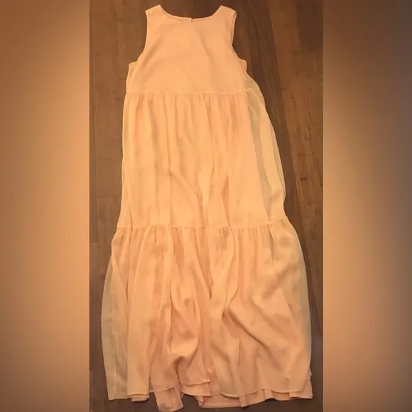 Marie Oliver Maxi Dress Peach Sheer Beach Spring Vacation M Tiered