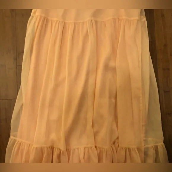Marie Oliver Maxi Dress Peach Sheer Beach Spring Vacation M Tiered