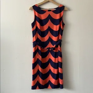Marimekko Häivä Dress Navy and Coral Wave Print size 36