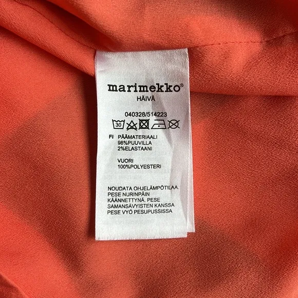 Marimekko Häivä Dress Navy and Coral Wave Print size 36
