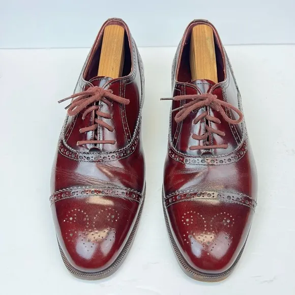 Mario Bruni Shoes Men's Sz 8.5M Wingtip Oxford Dress Formal Burgundy Wedding Tux