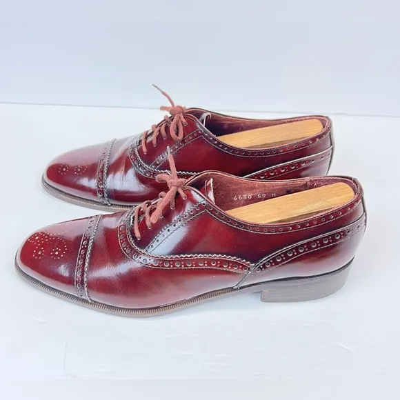 Mario Bruni Shoes Men's Sz 8.5M Wingtip Oxford Dress Formal Burgundy Wedding Tux