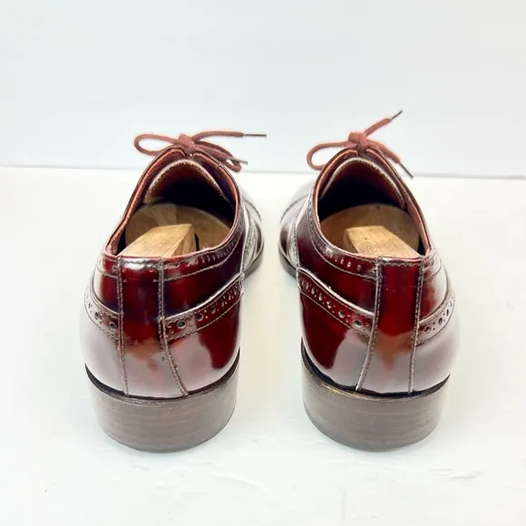 Mario Bruni Shoes Men's Sz 8.5M Wingtip Oxford Dress Formal Burgundy Wedding Tux