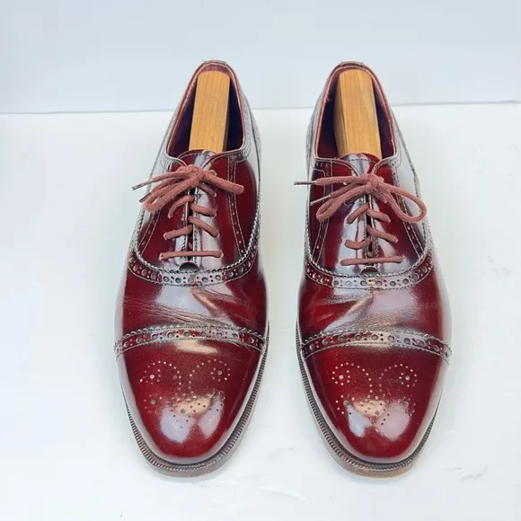 Mario Bruni Shoes Men's Sz 8.5M Wingtip Oxford Dress Formal Burgundy Wedding Tux
