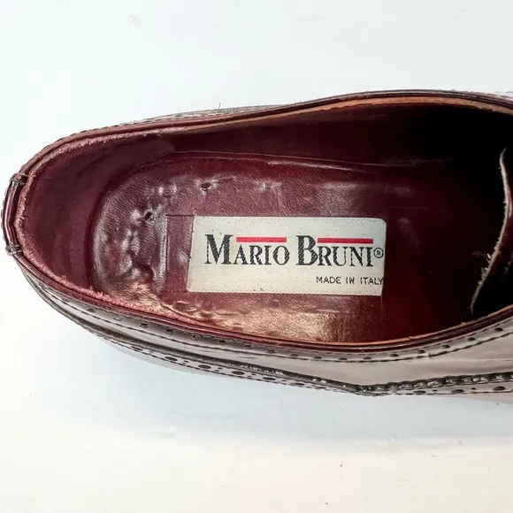 Mario Bruni Shoes Men's Sz 8.5M Wingtip Oxford Dress Formal Burgundy Wedding Tux