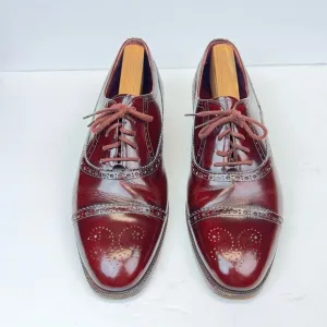 Mario Bruni Shoes Men's Sz 8.5M Wingtip Oxford Dress Formal Burgundy Wedding Tux