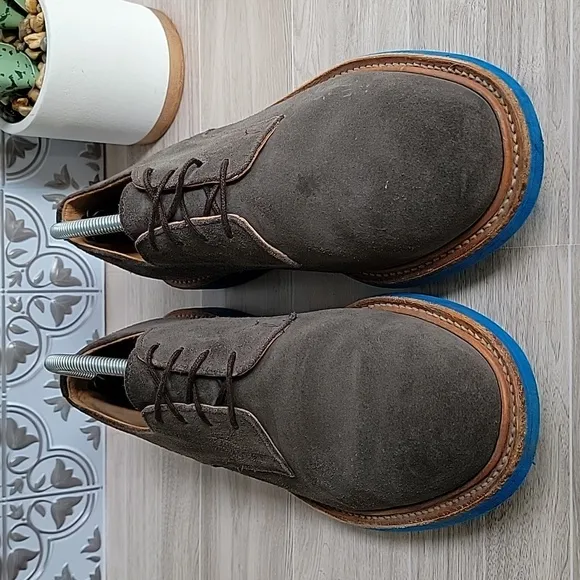 Mark Mcnairy New Amsterdam Lace-up Suede Derby Shoe Grey Blue Mens Size 10