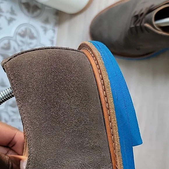Mark Mcnairy New Amsterdam Lace-up Suede Derby Shoe Grey Blue Mens Size 10
