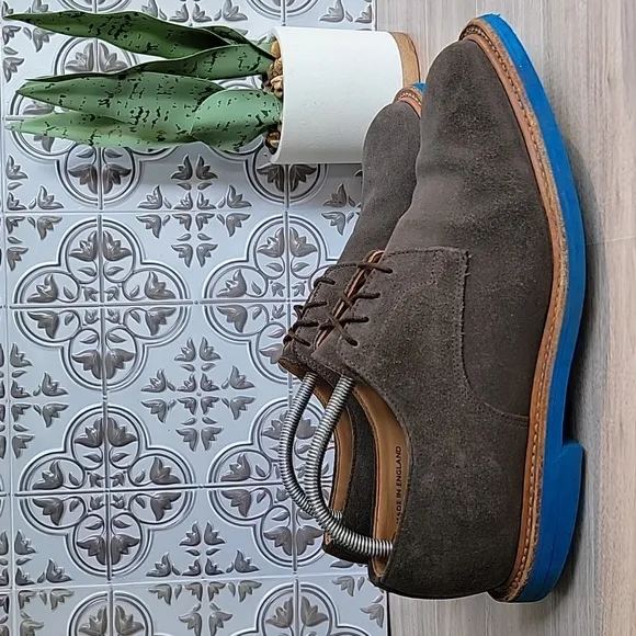 Mark Mcnairy New Amsterdam Lace-up Suede Derby Shoe Grey Blue Mens Size 10