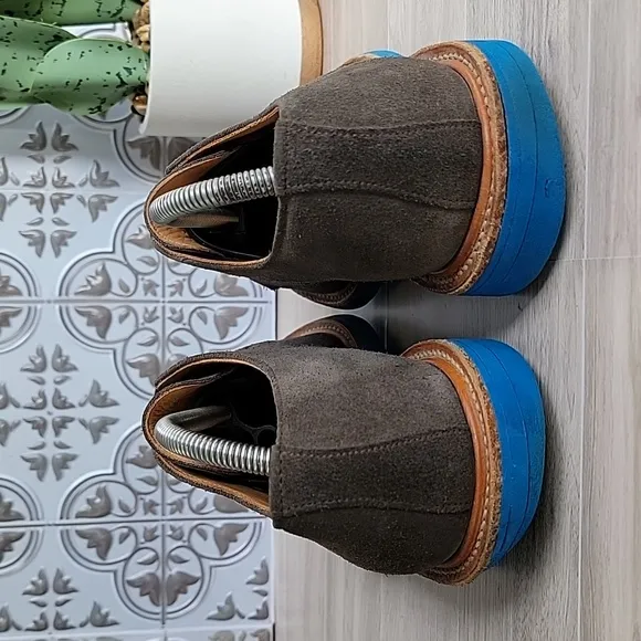 Mark Mcnairy New Amsterdam Lace-up Suede Derby Shoe Grey Blue Mens Size 10