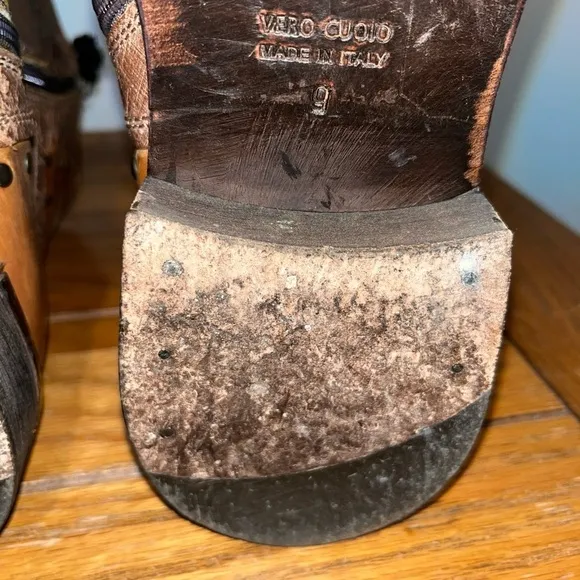 Mark Nason Brown Rock Never Dies Boots Biker Metal Boots Size 9.