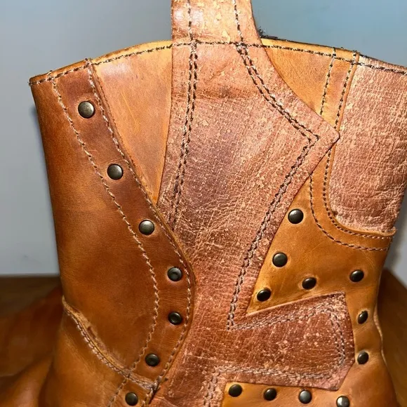 Mark Nason Brown Rock Never Dies Boots Biker Metal Boots Size 9.
