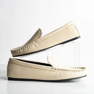 Massimo Dutti Womens Leather Loafers Flats EU 40 US 9 Cream Ivory 1512/350 New