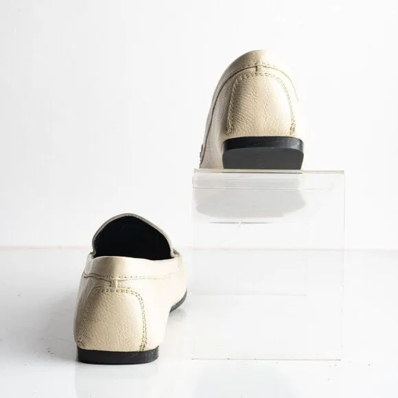 Massimo Dutti Womens Leather Loafers Flats EU 40 US 9 Cream Ivory 1512/350 New