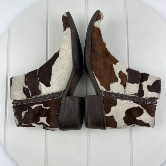 Matisse Boots Womens Size 6.5 M Booties Calf Hair Side Zip Cow Print