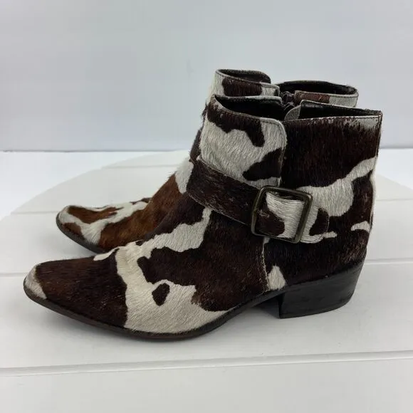 Matisse Boots Womens Size 6.5 M Booties Calf Hair Side Zip Cow Print