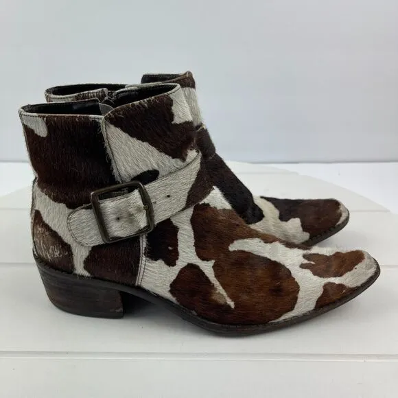 Matisse Boots Womens Size 6.5 M Booties Calf Hair Side Zip Cow Print