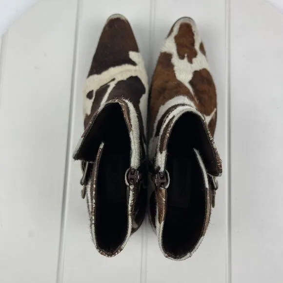 Matisse Boots Womens Size 6.5 M Booties Calf Hair Side Zip Cow Print