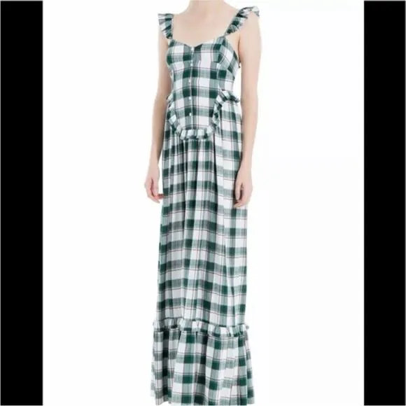 Max Studio Plaid Maxi Dress Dark Green Size Medium