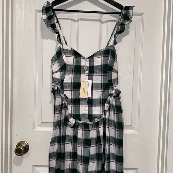 Max Studio Plaid Maxi Dress Dark Green Size Medium