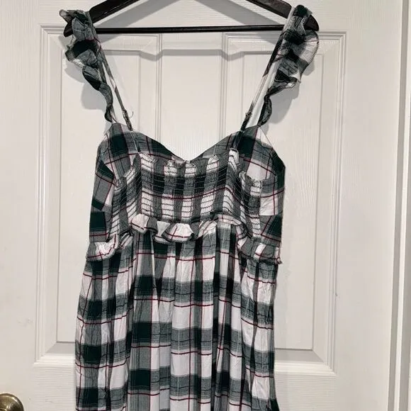 Max Studio Plaid Maxi Dress Dark Green Size Medium